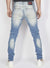 Politics Jeans - Distressed with Paisley Ribbing - Medium Blue With Black And White Bandanna - PLTKS0521665