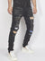 Politics Jeans - Distressed with Paisley Ribbing - Black - PLTKS0521660