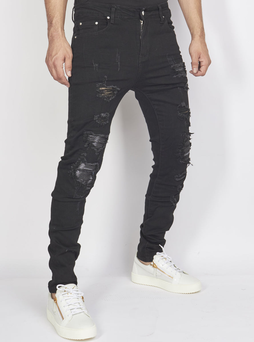 Politics Jeans - Distressed with Ribbing - Black - PLTKS0521664 ...