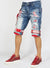 LNL Shorts - Strapped Denim - Medium Blue with Red and White - LDS421101