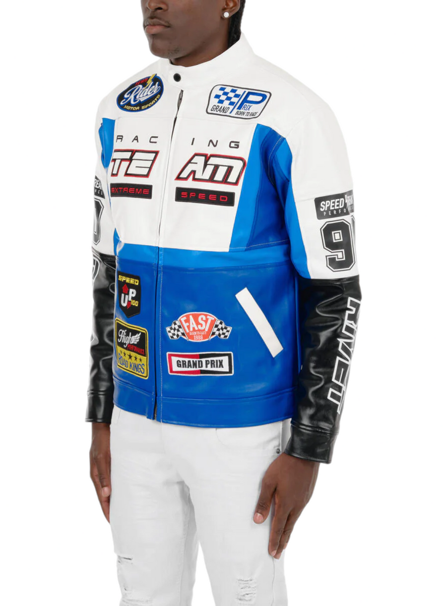 Copper Rivet Jacket PU Racing Blue 336506BLYYE6 Vengeance78