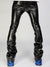 Majestik Leather Pants - PU Pocket Stacked - Black Snake Skin - DL2351