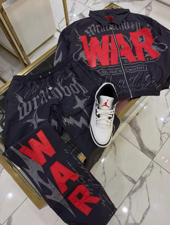 Instagram post: WRATHBOY from head to toe👟💯 Y’ALL ROCKIN’ THIS SET OR NAH? 👀👇🏽 #WrathBoy #Streetwear #UrbanFits #StreetSt
