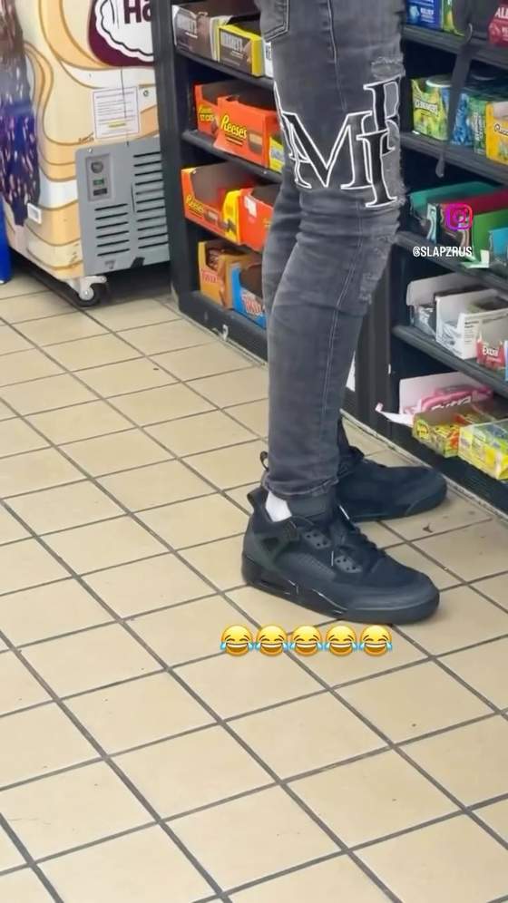 Instagram post: Na He Doin Hella Shii😭🤣 Are you team skinny or baggy?👖 #fyp #funnyvideos #amiri #funny