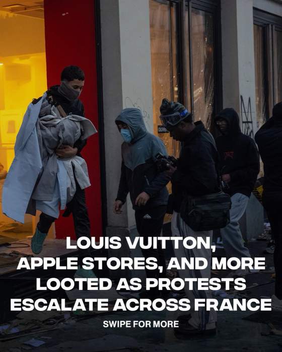 Instagram post: 👀Protests across France have reportedly escalated into clashes with police, fires, and looting, with Louis Vu