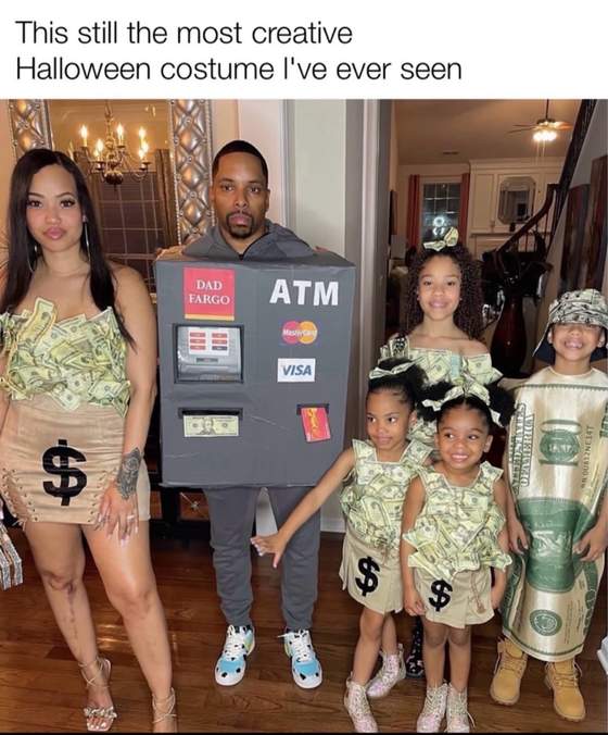 Instagram post: Nah fr 😭😂 Who else the family ATM?! 🏧💸